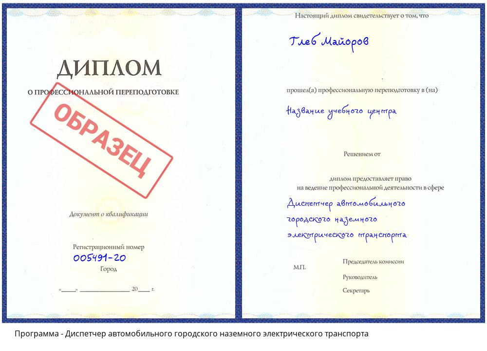 Диспетчер автомобильного городского наземного электрического транспорта Крымск