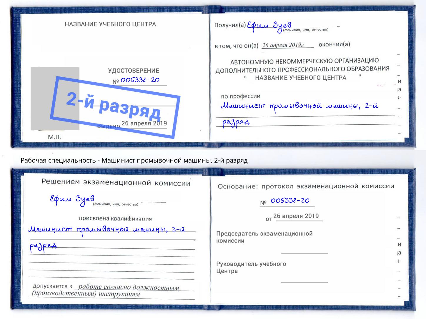 корочка 2-й разряд Машинист промывочной машины Крымск