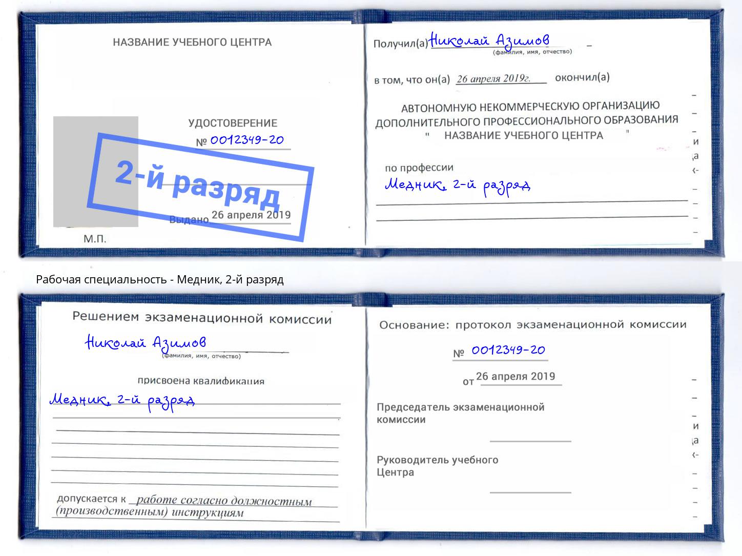 корочка 2-й разряд Медник Крымск