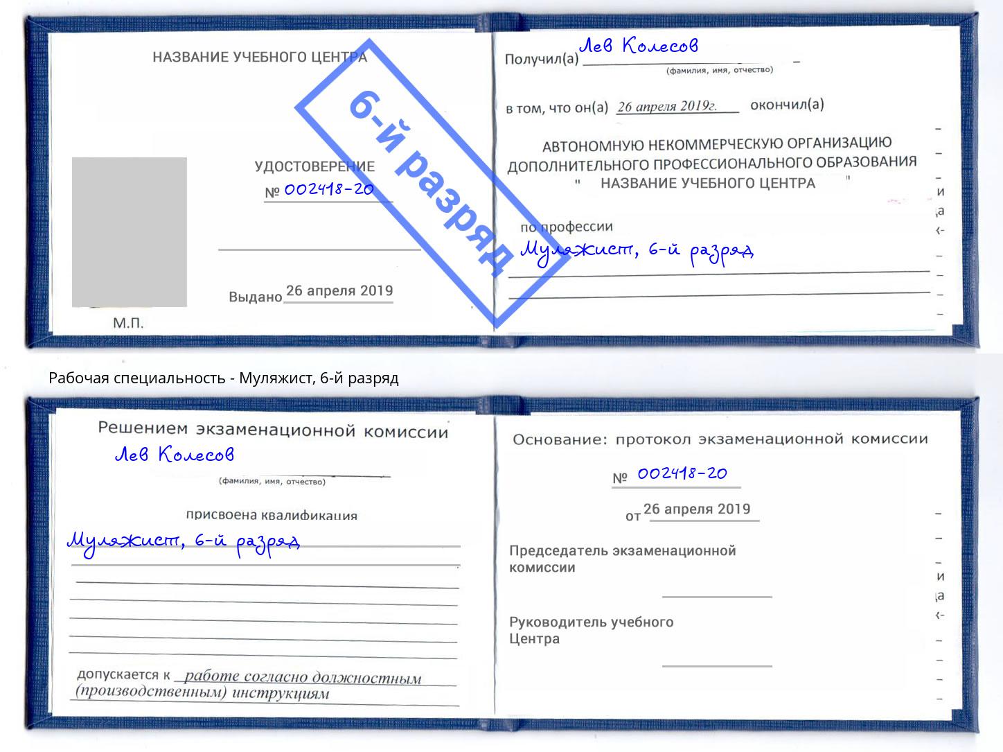 корочка 6-й разряд Муляжист Крымск