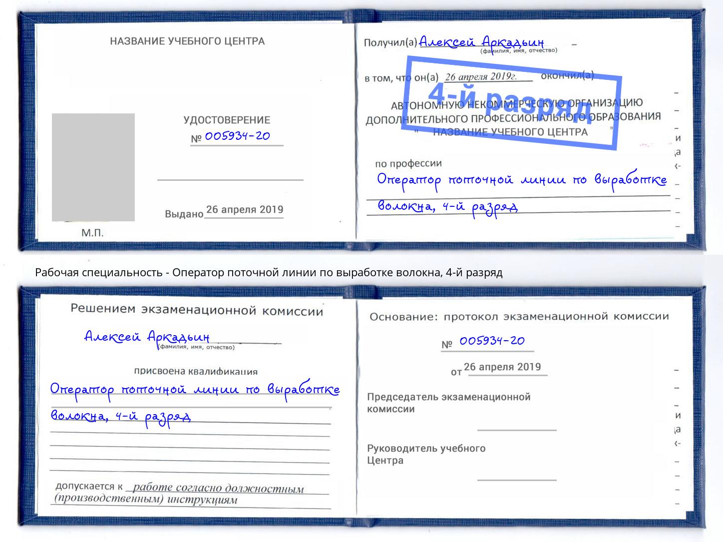 корочка 4-й разряд Оператор поточной линии по выработке волокна Крымск